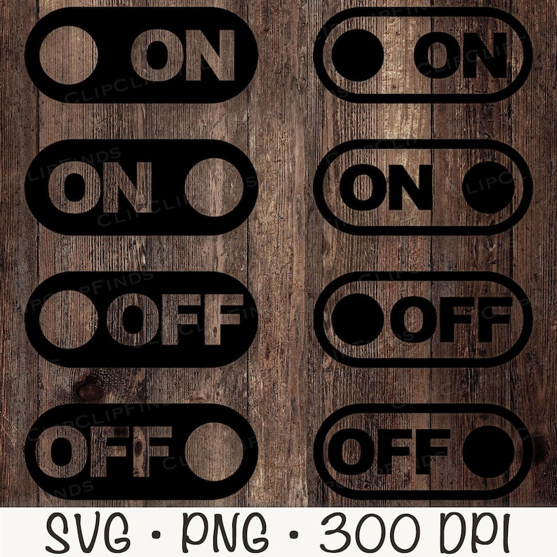 Mode On/off SVG Bundle: Toggle Switch Power Button Clipart (digital ...