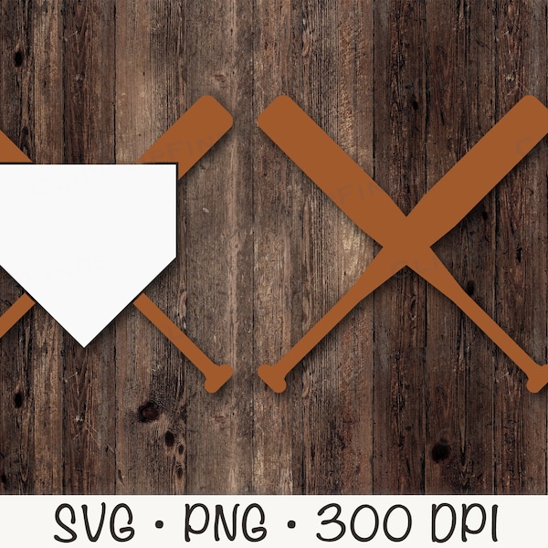 Crossed Baseball Bat with Home Plate SVG, Crossed Baseball Bat SVG, Monogram Sublimation, Instant Digital Download