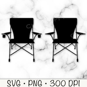 Chaise de jardin SVG, chaise de plage SVG, chaise pliable PNG, chaise quadruple, chaise de camp, chaise de camping portable, silhouette de chaise d'extérieur, fichier numérique