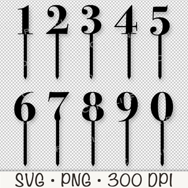 Cake Topper Numbers SVG, Cake Topper SVG, Cupcake Topper, PNG, Birthday ...