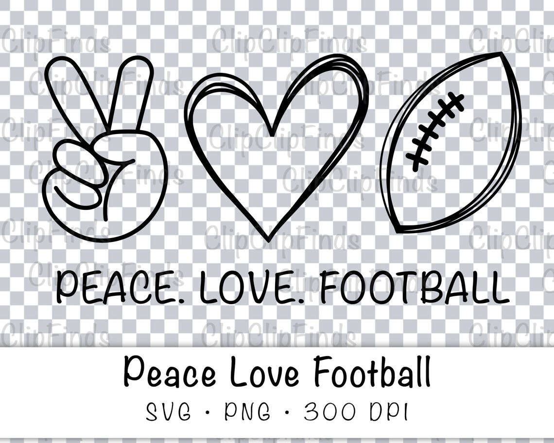 Peace Love and Football SVG Vector File and PNG Transparent | Etsy