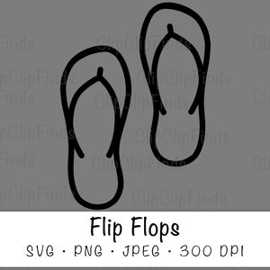 Flip Flop Sandals Outline SVG Vector Cut File JPEG and PNG | Etsy