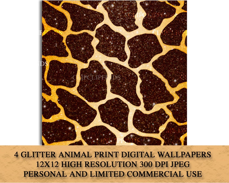 Animal Print Glitter Digital Wallpaper for Personal and Etsy