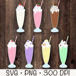 Milkshake SVG, milkshake PNG, milkshake-illustraties, bananenmilkshake, aardbeienmilkshake, chocolade-muntmilkshake, instant digitale download