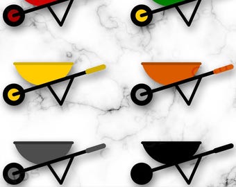 Wheelbarrow SVG, Wheelbarrow PNG, Wheelbarrow Clipart, Red, Green, Yellow, Green, Black, Farmer, Gardening, Digital Download