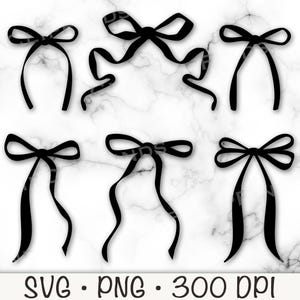 Noeuds noirs SVG, coquette noeuds PNG, rubans fantaisie, clipart noeud papillon, noeuds fins, noeuds élégants, ruban Boho, silhouette de noeud, fichier en téléchargement numérique