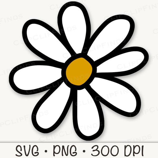 Daisy Flower, Retro, Groovy, Daisy SVG, Daisy PNG,  Vector Cut File, Transparent Background, Sublimation, Daisy Clip Art, Instant Download