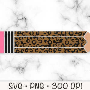 Arquivo vetorial SVG de lápis escolar com estampa de leopardo e clipart de fundo transparente PNG download instantâneo