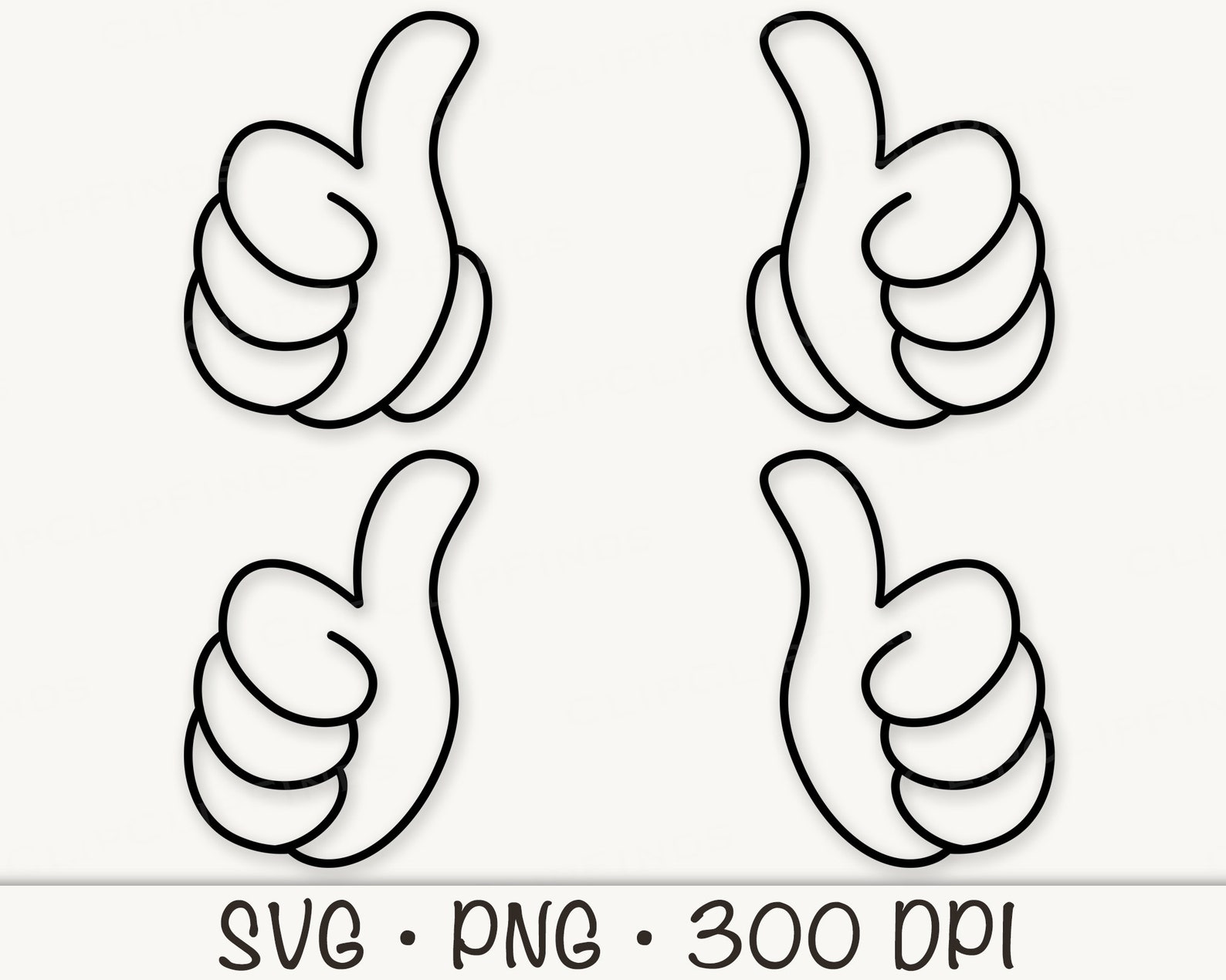 Thumbs up Outline SVG Vector Cut File, PNG Transparent Background Clip ...