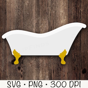 Vasca da bagno con piedini in formato SVG, vasca PNG, clip art per l'ora del bagno, bagnoschiuma, download digitale