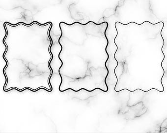 Wavy Border Frames PNG, Hand-Drawn Frames SVG, Doodle Frame Borders, Coquette, Whimsical, Wedding, Invitation Card, Digital Download File
