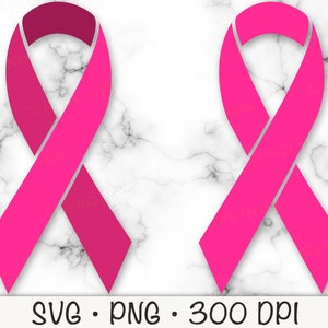 Pink Breast Cancer Awareness Ribbon Clipart: SVG, PNG (Digital Download)