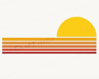 Horizontale retro zonsondergang SVG, retro zonsondergang png, vintage zonsondergang sublimatie, vakantie, cruise, T-shirtontwerp, digitaal downloadbestand