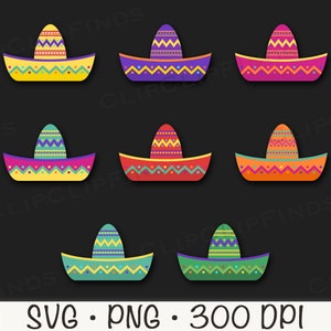 Mexikansk Sombrero SVG, Mexikansk Sombrero Clipart, Sombrero Bundle, Cinco De Mayo PNG, Fiesta, Digital nedladdning bild 5