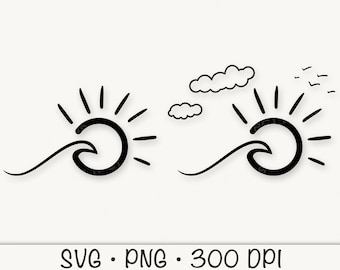 Beach Wave Sun Doodle SVG: Summer Vector Cut File (Digital Download)