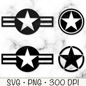 ミリタリー スター SVG、陸軍スター SVG、米国陸軍スター クリップアート、軍事侵攻スター バンドル パック、軍事シルエット、記章、デジタル ファイル
