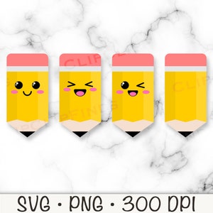 Kawaii gelukkig potlood, potlood, schattig, school, leraar, bladwijzer, kawaii potlood SVG, schattig schoolpotlood png, instant digitale download