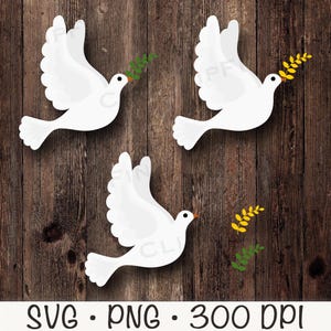 Paloma en vuelo con rama de olivo, Paloma de la Paz, Confirmación, Primera Comunión, Paloma Blanca, SVG PNG, RIP, Descarga digital instantánea