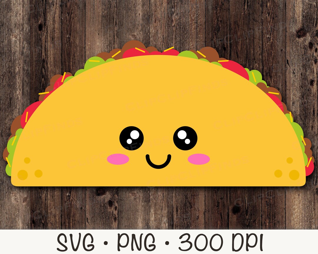 Cute Kawaii Taco SVG Vector Cut File and PNG Transparent Background