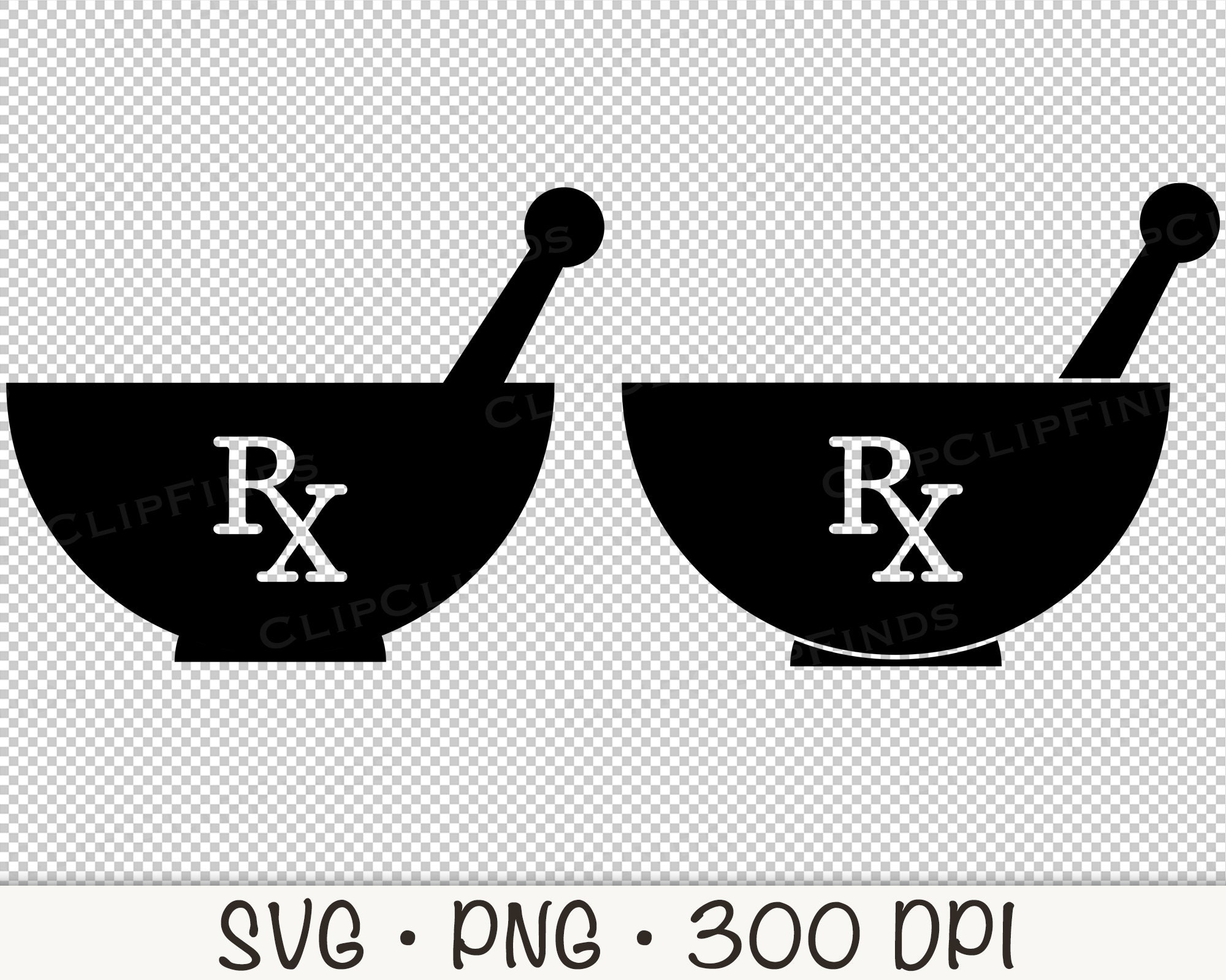 Pharmacy Mortar & Pestle RX Clipart SVG PNG Instant Etsy Canada