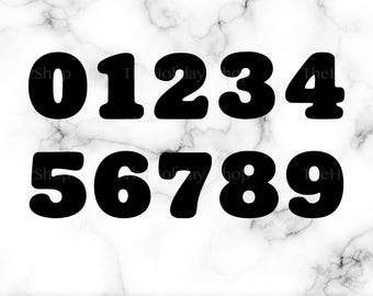Numbers, SVG, PNG, Clipart, 0-9, Vector, Cricut, Chunky Round, Digital Download File