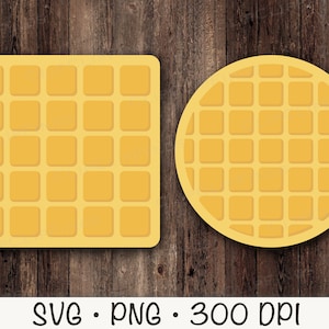 Waffles, Round Waffle, Square Waffle, Waffle SVG, PNG, Clip Art, Instant Digital Download
