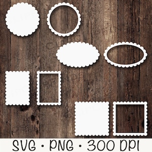 Geschulpte vormen SVG, geschulpte vormen PNG, cirkel, vierkant, ovaal, rechthoek, geschulpte frames, geschulpte randen, digitale download