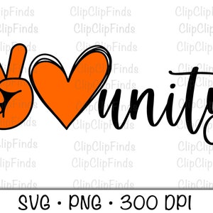 Peace Love Unity, Unity Day, File vettoriale SVG e sfondo trasparente PNG, Sublimazione, Download istantaneo