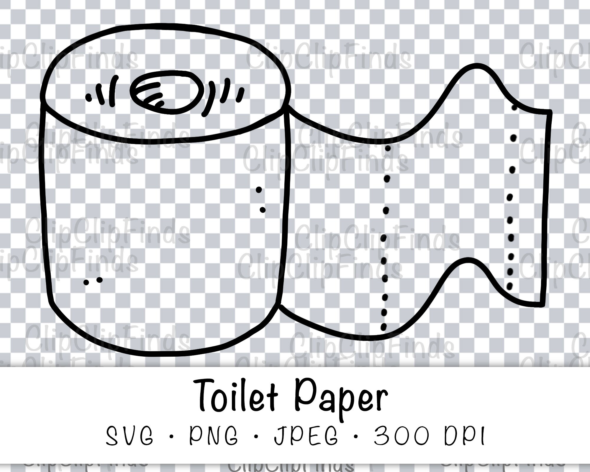 Toilet Paper Roll Doodle SVG Vector Cut JPEG on White Etsy