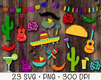 Mexikanische Clipart, Cinco de Mayo Clipart, mexikanische Fiesta Bundle, SVG PNG, sofortiger digitaler Download