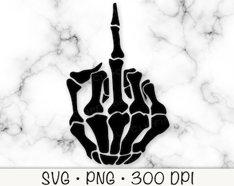 Skeleton Middle Finger, SVG Vector Cut File and PNG Transparent Background, Clip Art, Digital Download