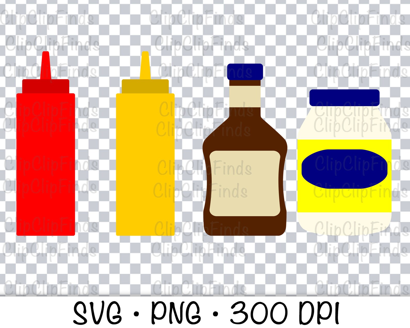 Ketchup Mustard Mayonnaise Bbq Sauce Bbq Condiments SVG Etsy