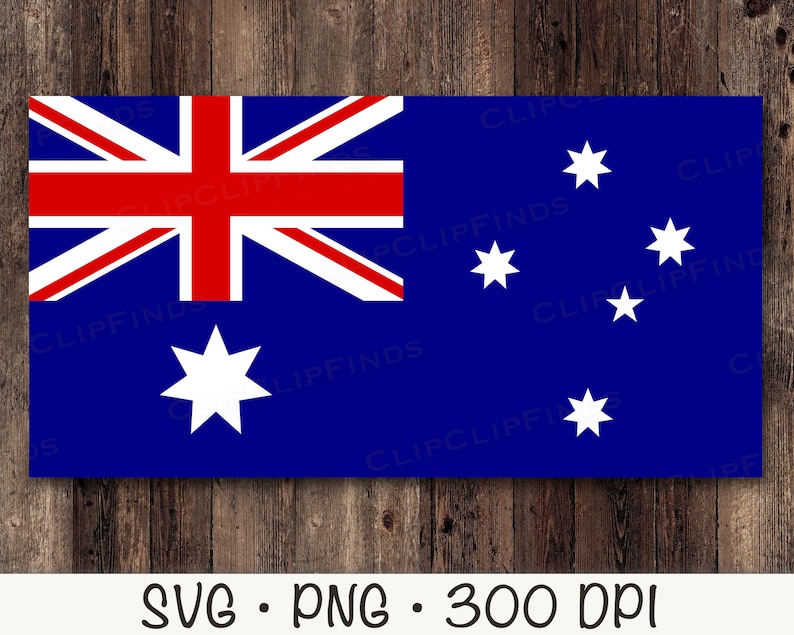 May include: A rectangular Australian flag design with a blue background, the Union Jack in the upper left corner, and a white Southern Cross constellation. The flag has red and white accents. The bottom of the image has the text "SVG &bull; PNG &bull; 300 DPI".