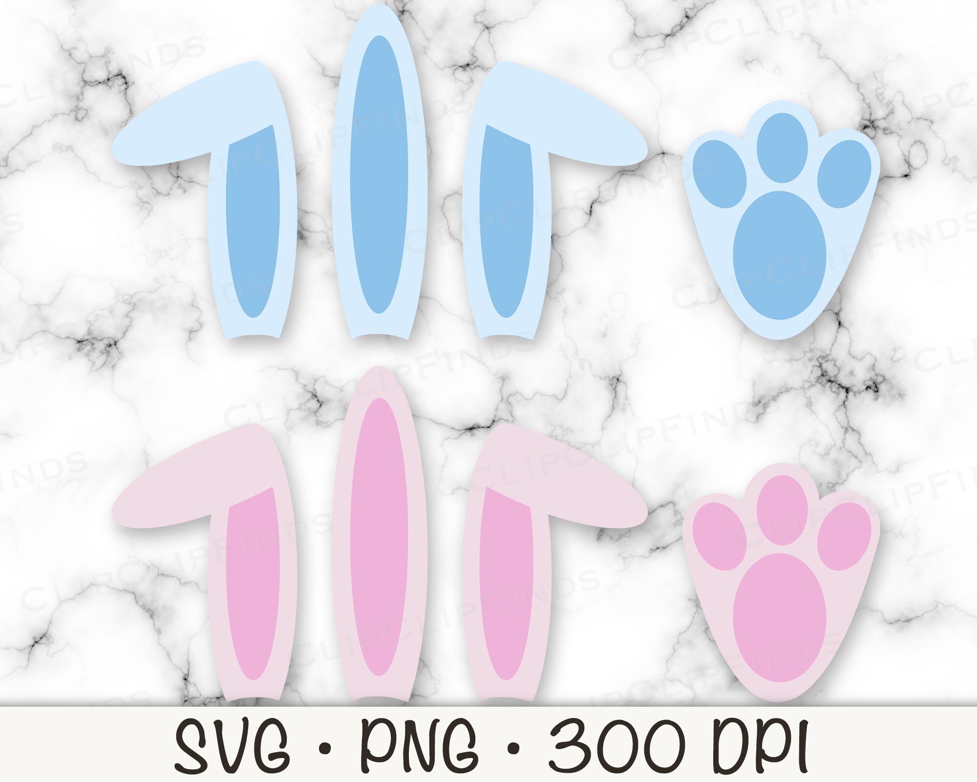 Bunny Ears and Paws SVG Bunny Ears SVG Bunny Paw Print - Etsy