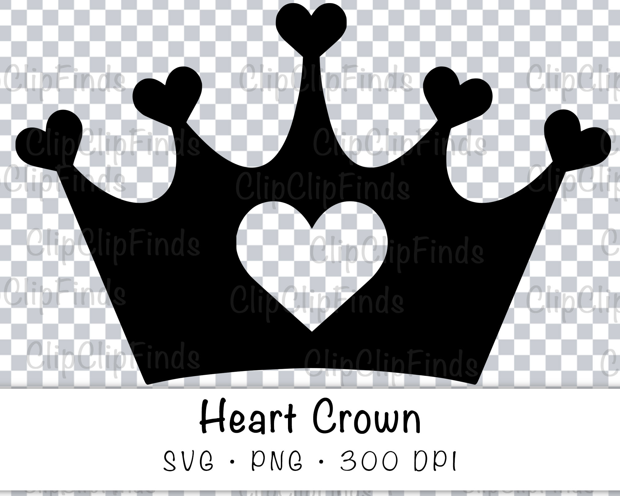 Heart Queen Crown SVG Vector Cut File and PNG Transparent | Etsy