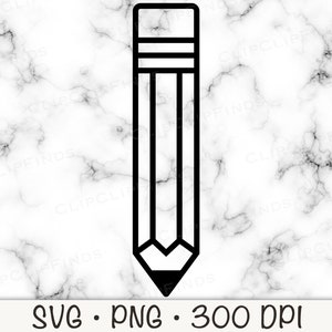 Contorno de lápis escolar SVG, lápis SVG, contorno de lápis PNG, arquivo de corte vetorial, sublimação, download digital instantâneo