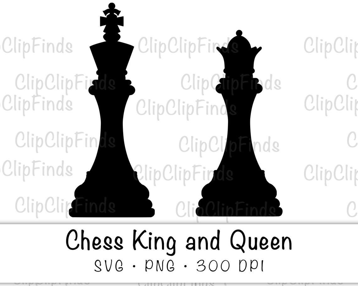 Chess King and Queen SVG Vector Cut File and PNG Transparent Etsy