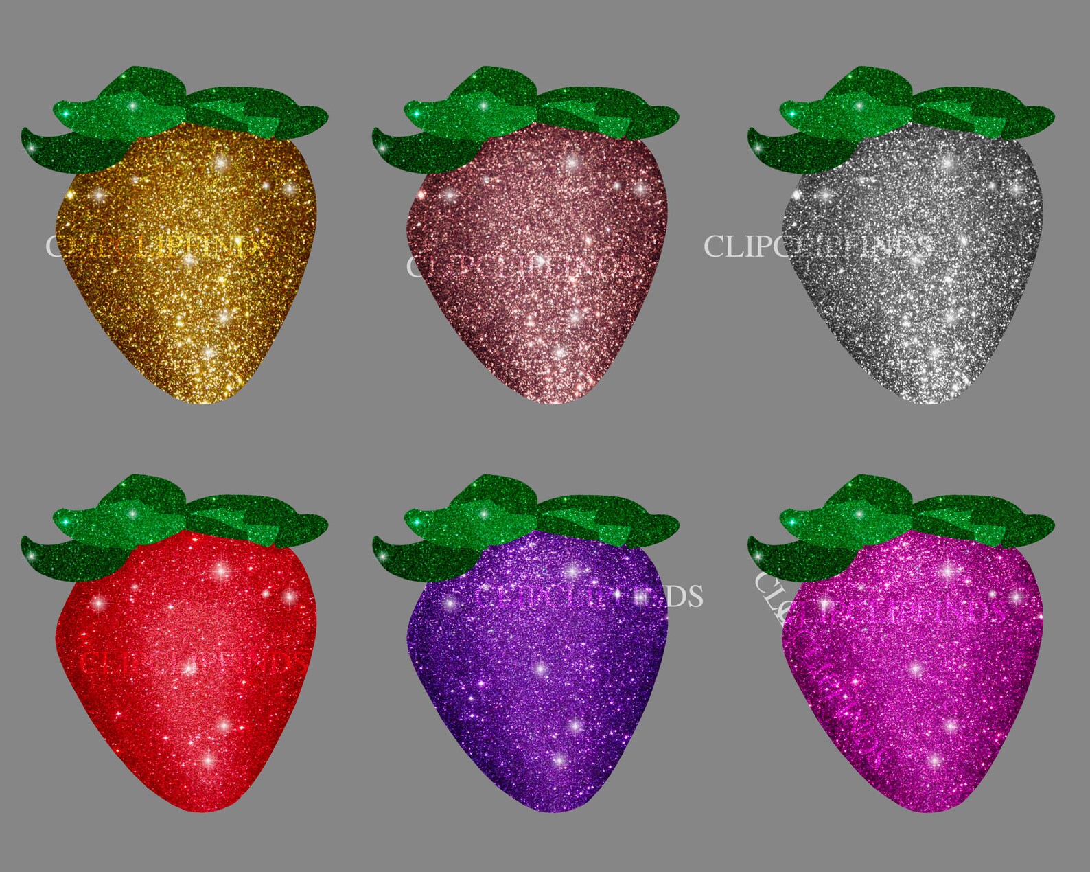 SALE 6 Assorted Colors Glitter Strawberries High Quality 300 Etsy