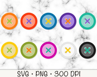 Button SVG, Button PNG, Button Clipart, Colorful Button, Sewing Button, Instant Digital Download