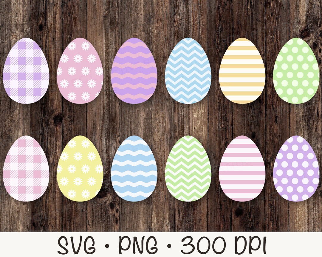 Cute Pastel Easter Decorated Egg Bundle SVG, Daisy, Buffalo Plaid