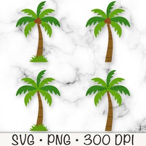 Palmera SVG, Palmera PNG, Clipart de cocotero, Árbol tropical, Árbol isleño, Verano, Paquete, Vacaciones, Archivo de descarga digital