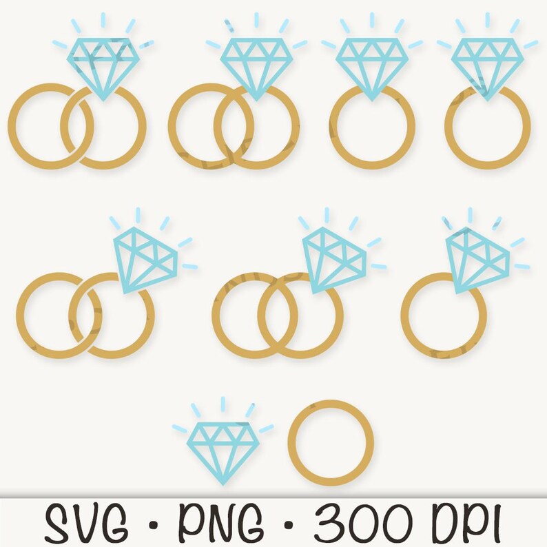 Wedding Rings Bitmap Wedding Ring SVG, Wedding Band SVG, Diamond Ring PNG, Diamond Ring ...