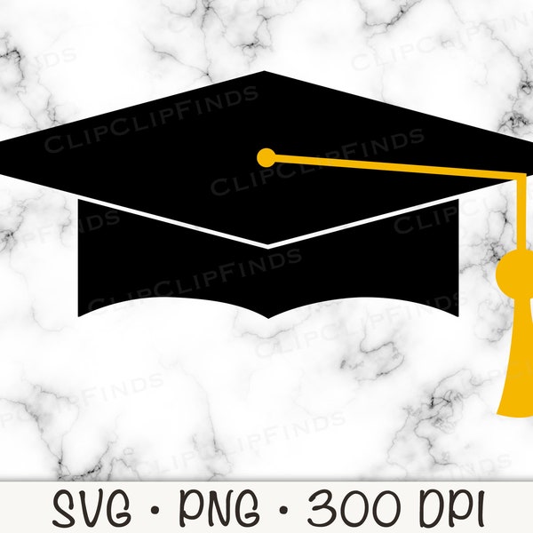 Graduation Cap SVG Vector Cut File, JPEG on White Background, and PNG Transparent Background Clip Art Instant Download