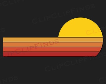 Horizontale retro zonsondergang SVG, retro zonsondergang PNG, sublimatie, digitale download