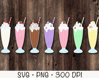 Milkshake SVG, Milkshake PNG, Milkshake Clip Art, Banana Milkshake, Strawberry Milkshake, Chocolate Mint Milkshake, Instant Digital Download