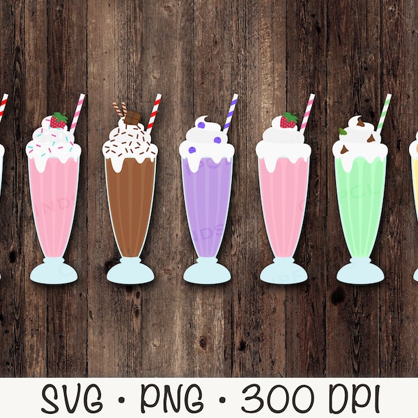 Milkshake SVG, Milkshake PNG, Milkshake Clip Art, Banana Milkshake, Strawberry Milkshake, Chocolate Mint Milkshake, Instant Digital Download