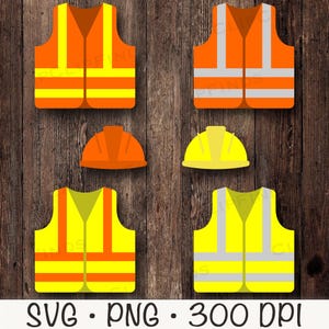 Construction gilet de sécurité SVG, gilet de sécurité PNG, construction gilet Clipart, jaune, Orange, construction casque Clipart, fichier en téléchargement numérique