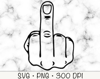 Doigt du milieu F vous SVG vecteur coupe, PNG fond Transparent Clip Art téléchargement immédiat