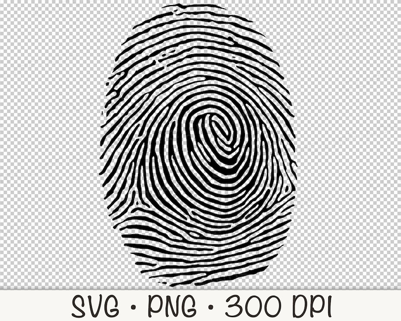 Fingerprint SVG and PNG Transparent Background Clip Art Instant Download image 3