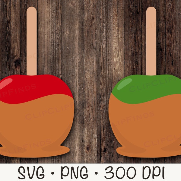 Candy Apple, Caramel Apple, Red Candy Apple, Green Candy Apple, Fall, Autumn, SVG, PNG,  Clip Art, Instant Digital Download